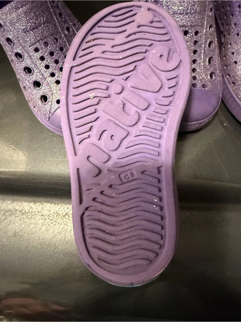 Kids Purple Slip-On Glitter Native shoes, size C6